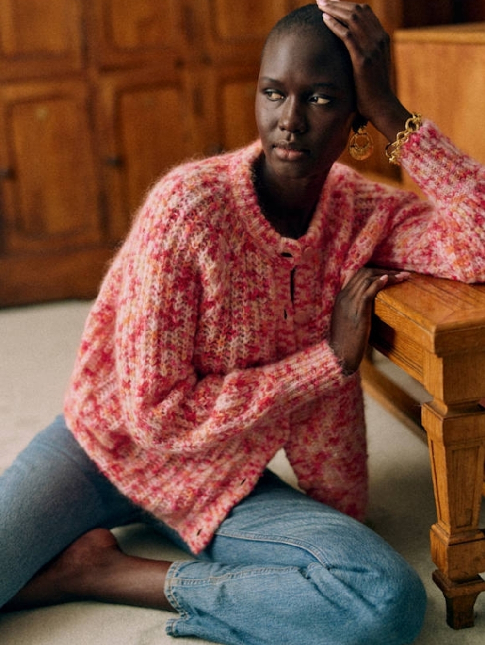 Sezane Emile Pink Multicolor Cardigan - Picture 1 of 8